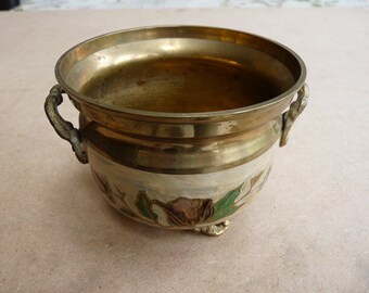 Vintage Enamelled Brass Bowl