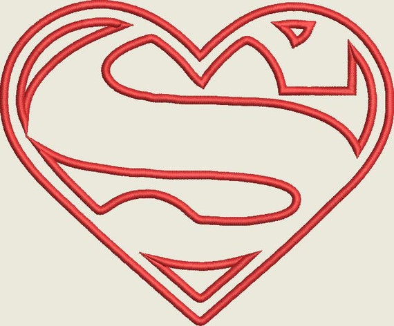 Superman Heart Logo Super hero Valentine Applique Embroidery