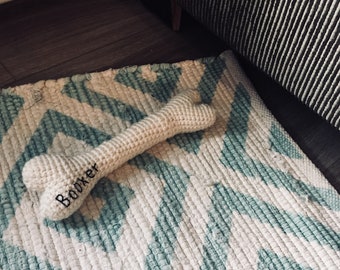 Crocheted bone dog toy