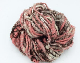 Handspun Art Yarn, "Neapolitan", 25 yards, corespun textured art yarn, coils, bulky yarn, weaving yarn
