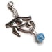 Eye of Horus Zipper Pull with Swarovski Aquamarine AB Bicone Crystal Charm - ZIP841
