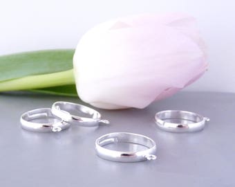 5 supports of adjustable ring with a ring of catcher Diam 18 mm - silver BA0101