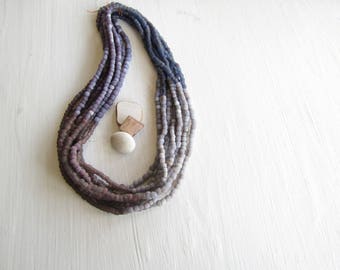 Small glass seed beads, 4 tones purple grey lavender tones, matte ethnic tube barrel, New Indo-pacific 3 to 6mm (21 inches strd) 7AB20-8