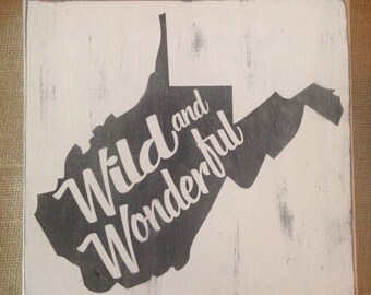 West Virginia Pine wood board hand painted and distressed approx 11 x 11"