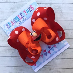 ELMO HAIR BOW Elmo Birthday Elmo costume Sesame Street Toddler, Infant, Big girls Bow Over the top bow