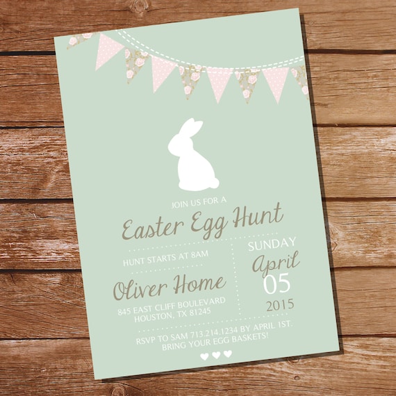 Vintage Shabby Chic Easter Egg Hunt Invitation