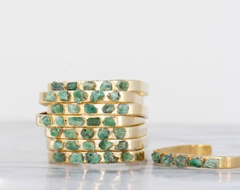 raw emerald bracelet | emerald cuff bracelet | may birthstone cuff | may birthstone bracelet | raw emerald jewelry | raw crystal bangle