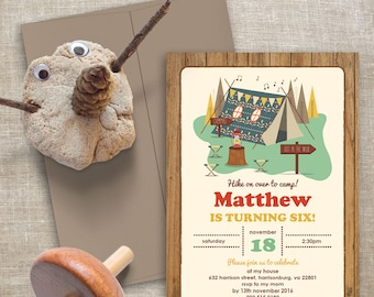 Camping Birthday Invitation | 5x7 | Editable PDF | Instant Download | Personalize at home with Adobe Reader