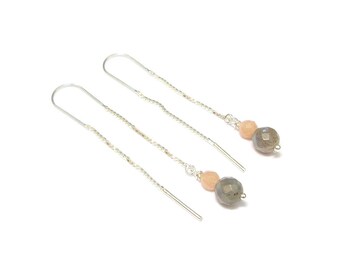 Labradorite and Moonstone - Sterling Silver 925 and natural gemstone earrings