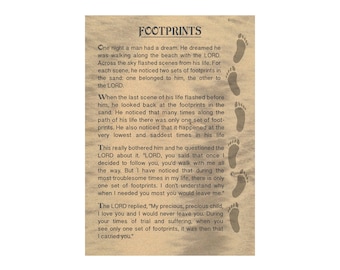 Footprints in the sand poem - Personalised gift Print