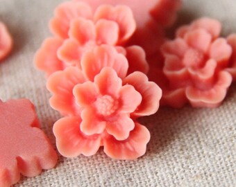 12 pcs of sakura flower cabochon-22mm-rc0166-11-orange
