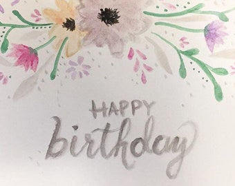 Floral Watercolour Birthday Card