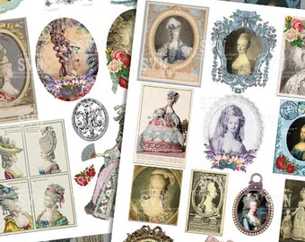 Marie Antoinette Collage Sheet - 24 different images - Digital Download - Printable - Instant Download