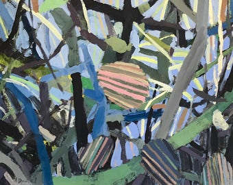 Leaves and Branches on Blue original painting by Andrew Daniel