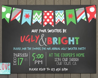 Ugly Sweater Christmas Holiday Party invitation PRINTABLE DIGITAL FILE - 5x7