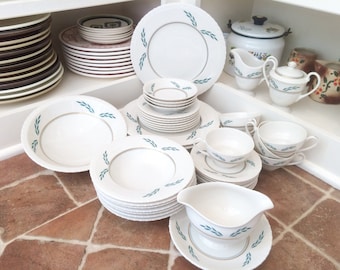 Vintage Dishes Dinnerware Set Dinner Plates Dish Set of Dishes Vintage Plates Mismatched China White Dishes Antique Dishes Holiday Dishes