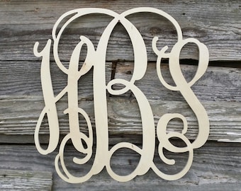 Wooden Monogram - Unpainted Wood Monogram - Wood Letters