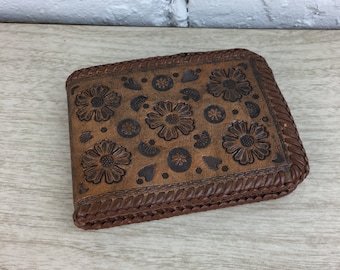 Tooled Ostrich Leather Wallet