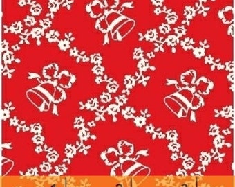 Storybook Christmas Red Lattice with Bells 41746-3 by Whistler Studios for Windham Fabrics