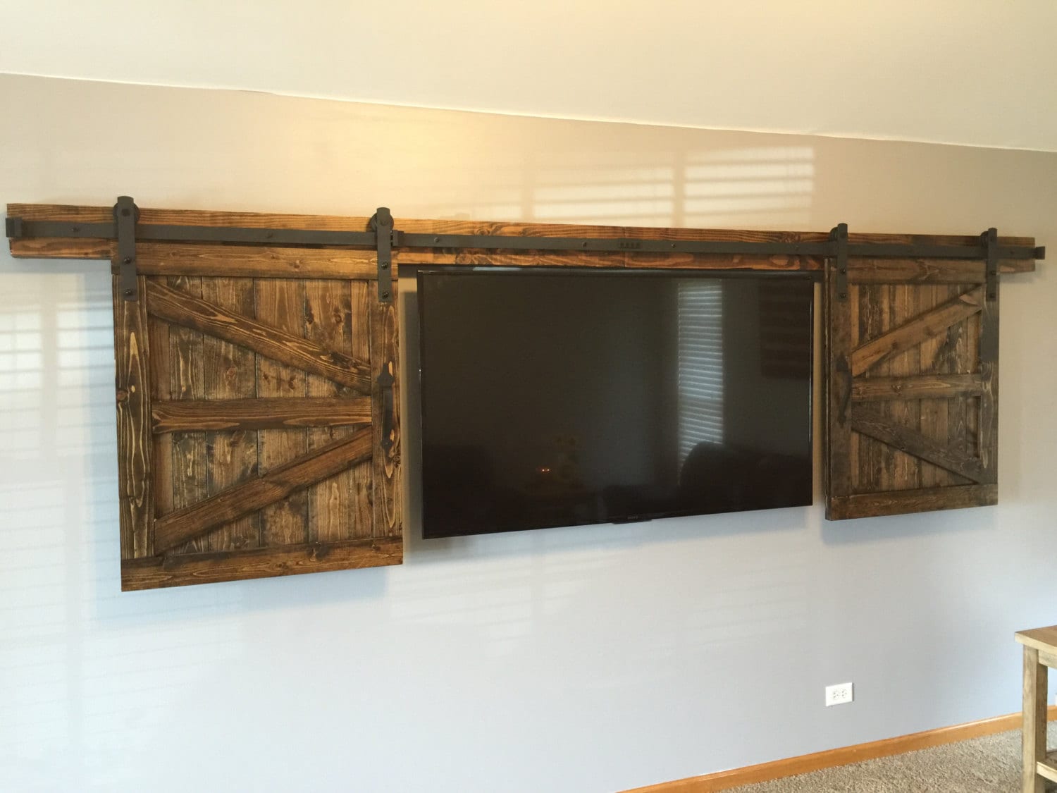 TV Hide Barn Door Set - Rustic TV Barn Door - Sliding Window ... TV Hide Barn Door Set - Rustic TV Barn Door - Sliding Window ...