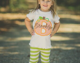 Pumpkin Shirt, Pumpkin Monogram, Fall Shirt, Halloween Shirt, Thanksgiving Shirt, Girl Pumpkin Shirt