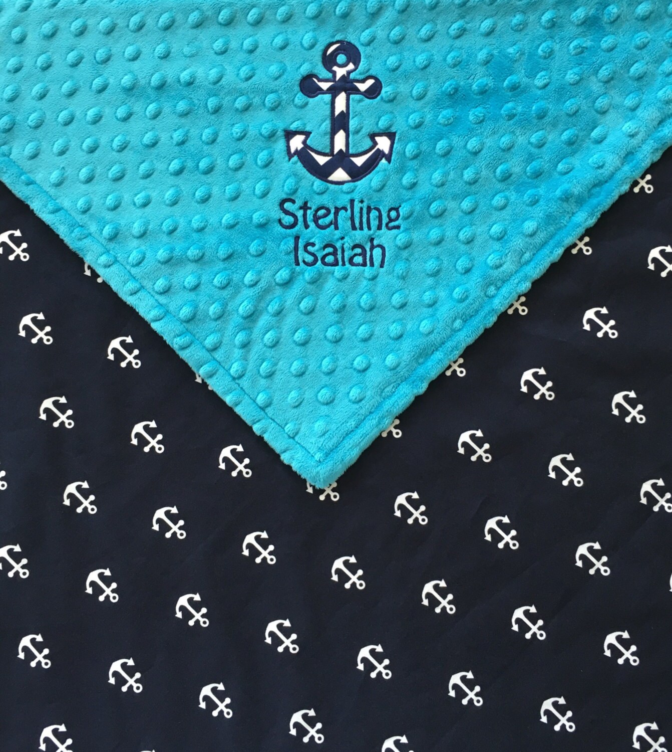 Anchor Baby Blanket Nautical Anchor Blanket Turquoise