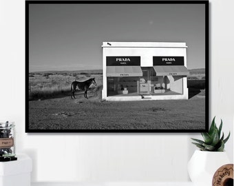 Prada Marfa Storefront Print // Minimalist Poster // Wall Print // Photography // Fashion // Scandinavian // Boho // Gift