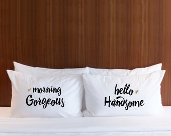 Pillowcases Gift for Couple, Gorgeous Handsome Pillow Case Set Glitter, Gift for Bride Wedding Bridal Shower Christmas Gift (Item - PGH400)