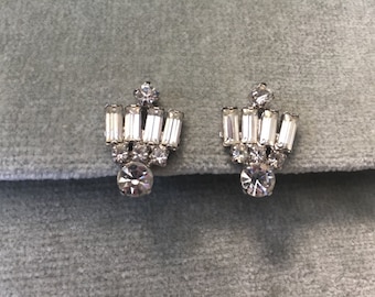 Rhinestone Earrings / 1950s / Bridal / Wedding / Special Occasion
