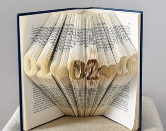 Paper Anniversary Gift for Him, 1st Anniversary Gift for Husband, Custom Wedding Date Folded Book
