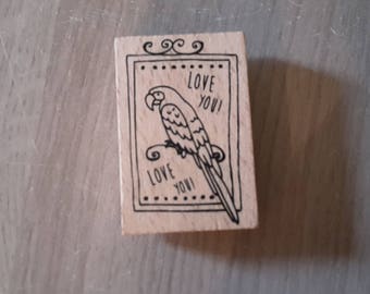 Wooden rubber stamp love