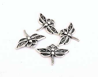10 antique silver dragonflies 16mmx23mm