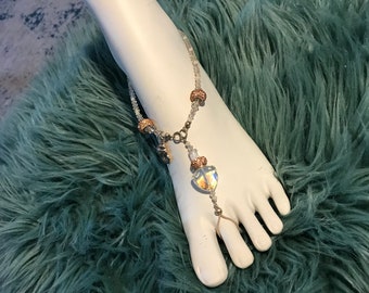 Free Sole Rose Gold Pave, AB Crystal and Sea Shell Charm Foot Jewelry