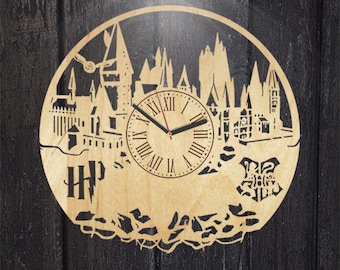 Harry Potter Wood Wall Clock, Hermione Granger Wood Clock, Wall Clock Modern, Ron Weasley Gift For Kids, Hogwarts Wooden Wall Clock Vintage