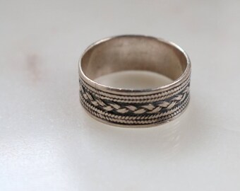 Sterling Band Ring - Size 7.5 Ring - Textured Band Ring