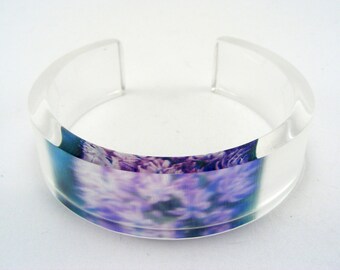 Lilac Flower Bangle, Handmade Perspex Jewellery with Blossom Medium Size