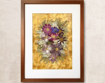 Framed Dried Flowers Pressed Flowers Home Decor Pressed Flower Frame Wall Decor Herbarium Dried Flower Pressed Flower Art Original Herbarium