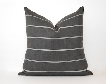 Charcoal Stripe Pillow Cover
