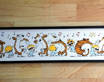 Calvin and Hobbes Pajama Dance Framed Print 18" x 5"
