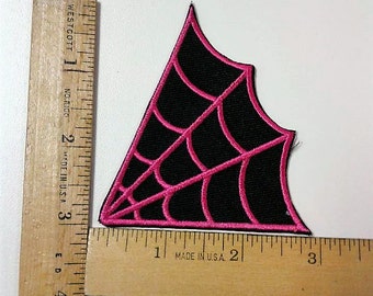 Black and Pink Spider web Iron on Patch