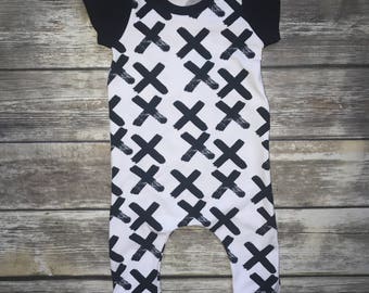 X monochrome harem romper