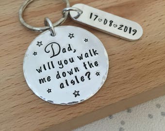 father of the bride, will you walk me down the aisle, walk me down aisle, walk with me daddy, asking to walk down aisle, personalised gift
