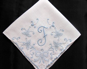 Vintage Handkerchief Wedding - Embroidered Bride Hankies - Bridal Something Blue