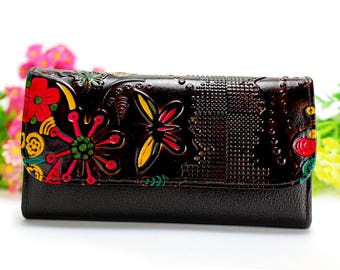 Black Wallet, Black Leather Wallet, Women's Black Wallet, Womens Black Leather Wallet, Black Wallet for Women