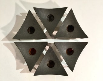 Dansk Candle Holders, Cast Iron, Midcentury Modern, Ca: 1960s.