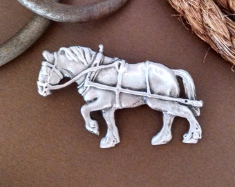 Draft Horse Pin, Draft Horse Brooch