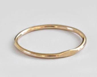 Gold Flat Top Ring, Gold Fill Stacking Ring, Tiny Signet Ring, Single Facet Gold Ring, Minimalist Gold Ring, Dainty Gold Ring, Audrey