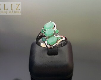 Genuine EMERALD Sterling Silver Ring