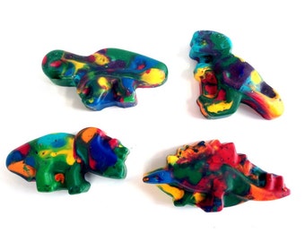 8 Jumbo Dinosaur Crayons, Dinosaur Birthday, Dinosaur Train, recycled crayon, Easter Basket Filler, Rainbow Crayon, Party Favor, T-Rex