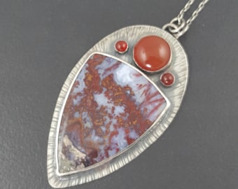 Red, White and Blue Jasper Necklace, sterling silver, boho, bohemian necklace, jasper necklace, carnelian, multi stone, michele grady